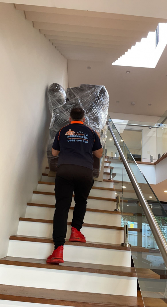 Removalist team carefully moving large appliances between homes