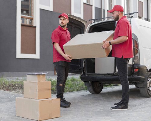 Household packing boxes protected and organised for home moving